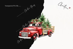Watercolor Christmas Vintage Truck | Christmas Clipart Product Image 2