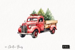 Watercolor Christmas Vintage Truck | Christmas Clipart Product Image 1