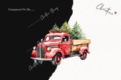 Watercolor Christmas Vintage Truck | Christmas Clipart Product Image 2