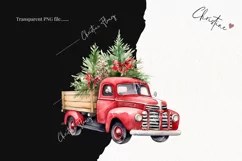 Watercolor Christmas Vintage Truck | Christmas Clipart Product Image 2