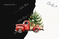 Watercolor Vintage Christmas Truck | Christmas Clipart Product Image 2