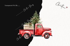 Watercolor Vintage Christmas Truck | Christmas Clipart Product Image 2