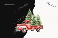 Watercolor Vintage Christmas Truck | Christmas Clipart Product Image 2