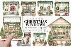 Watercolor Christmas Windows Clipart Product Image 1