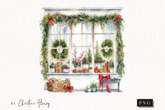 Watercolor Christmas Shop Window Clipart | Christmas Clipart Product Image 1