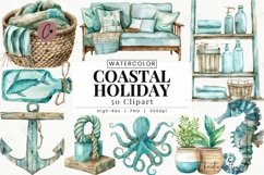 Watercolor Coastal Holiday Clipart Product Image 1