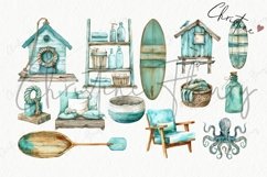Watercolor Coastal Holiday Clipart Product Image 6