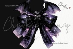 Watercolor Coquette Bat Bows Clipart | Halloween Clipart Product Image 3