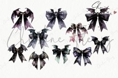 Watercolor Coquette Bat Bows Clipart | Halloween Clipart Product Image 4