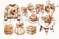 Watercolor Cozy Fall Clipart Bundle - 53 Elements Product Image 5