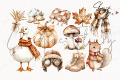 Watercolor Cozy Fall Clipart Bundle - 53 Elements Product Image 6