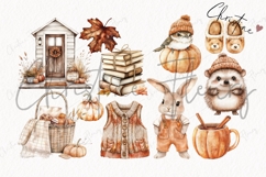 Watercolor Cozy Fall Clipart Bundle - 53 Elements Product Image 7