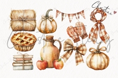 Watercolor Cozy Fall Clipart Bundle - 53 Elements Product Image 8