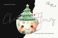 Watercolor Cute Christmas Mugs Clipart Product Image 3