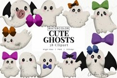 Watercolor Cute Ghosts Clipart | Halloween PNG Product Image 1
