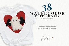 Watercolor Cute Ghosts Clipart | Halloween PNG Product Image 2