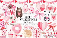 Cute Valentines Clipart Bundle - 64 Elements Product Image 1