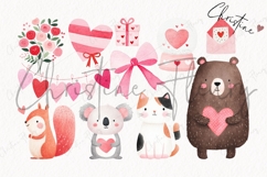 Cute Valentines Clipart Bundle - 64 Elements Product Image 6