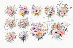 Watercolor Ditsy Floral Bouquet Clipart Product Image 5