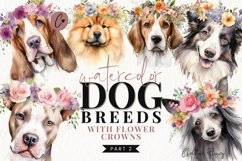 Watercolor Dog Breeds with Flower Crowns - Part 2 Product Image 1