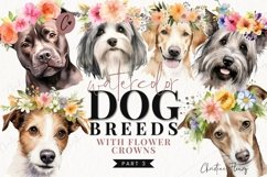 Watercolor Dog Breeds with Flower Crowns - Part 3 Product Image 1