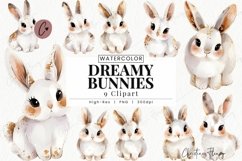 Watercolor Dreamy Bunny Clipart Product Image 1