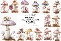 Dreamy Mushrooms &amp; Snails Clipart Product Image 1