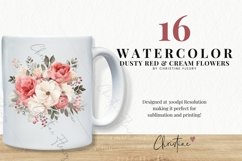 Watercolor Dusty Red &amp; Cream Bouquet Clipart Product Image 2