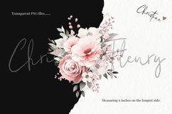 Watercolor Dusty Red &amp; Cream Bouquet Clipart Product Image 3