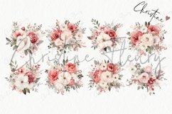 Watercolor Dusty Red &amp; Cream Bouquet Clipart Product Image 5