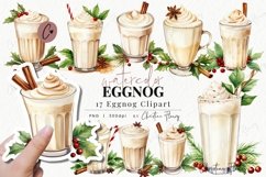 Watercolor Eggnog Clipart | Christmas Clipart Product Image 1