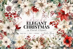 Watercolor Elegant Christmas Flower Clipart Product Image 1
