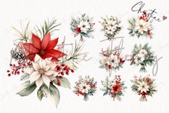 Watercolor Elegant Christmas Flower Clipart Product Image 4