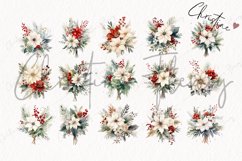 Watercolor Elegant Christmas Flower Clipart Product Image 5