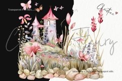 Watercolor Fairy Garden Houses Clipart | Fairy PNG Product Image 3