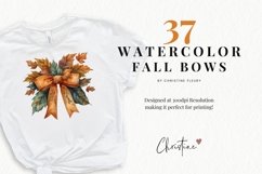 Watercolor Fall Bows Clipart | Fall PNG Product Image 2