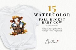 Fall Bucket Baby Cow Clipart | Fall PNG Product Image 2