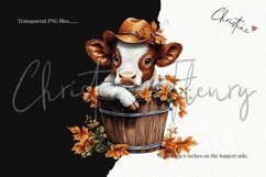 Fall Bucket Baby Cow Clipart | Fall PNG Product Image 3