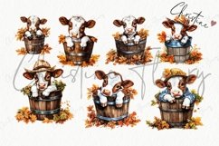 Fall Bucket Baby Cow Clipart | Fall PNG Product Image 4