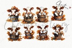 Fall Bucket Baby Cow Clipart | Fall PNG Product Image 5