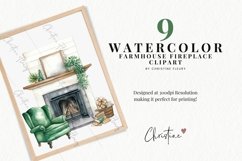 Watercolor Farmhouse Fireplace Clipart | Farmhouse PNG Product Image 2