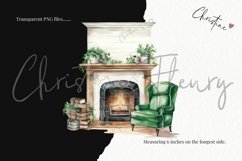 Watercolor Farmhouse Fireplace Clipart | Farmhouse PNG Product Image 3
