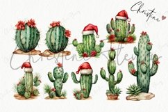Watercolor Festive Cactus Clipart | Christmas PNG Product Image 5