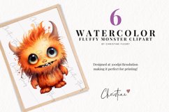 Watercolor Fluffy Monster Clipart Product Image 2