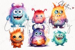 Watercolor Fluffy Monster Clipart Product Image 4