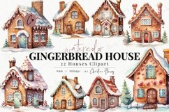 Watercolor Gingerbread House Clipart Product Image 1