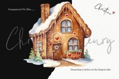 Watercolor Gingerbread House Clipart Product Image 3