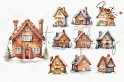 Watercolor Gingerbread House Clipart Product Image 6