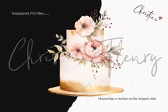 Watercolor Gold &amp; Blush Wedding Cakes Clipart Product Image 3