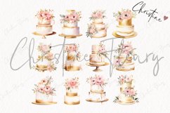 Watercolor Gold &amp; Blush Wedding Cakes Clipart Product Image 4